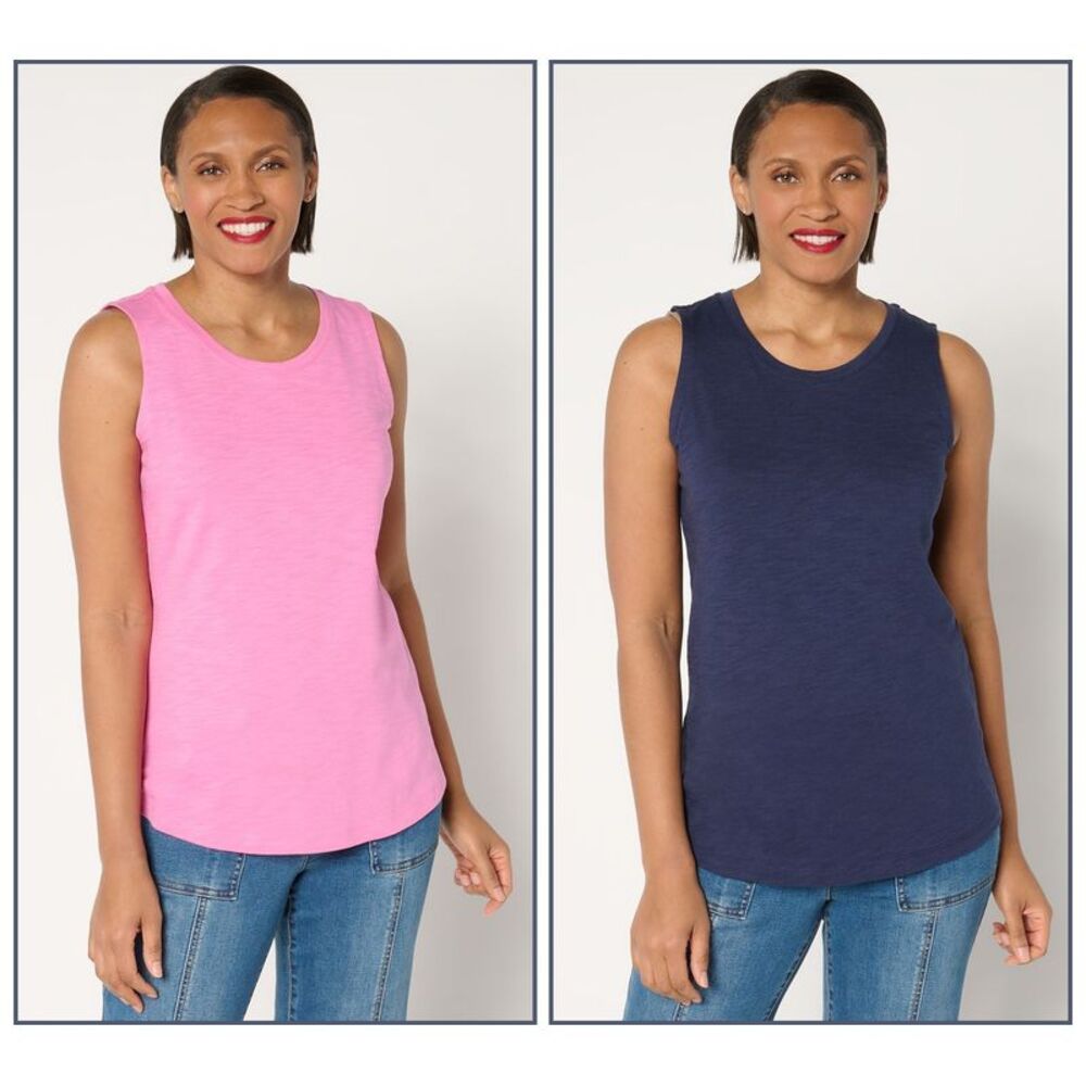 Gloria Vanderbilt Women's Top Sz L Slub Knit Tanks Multi-colored